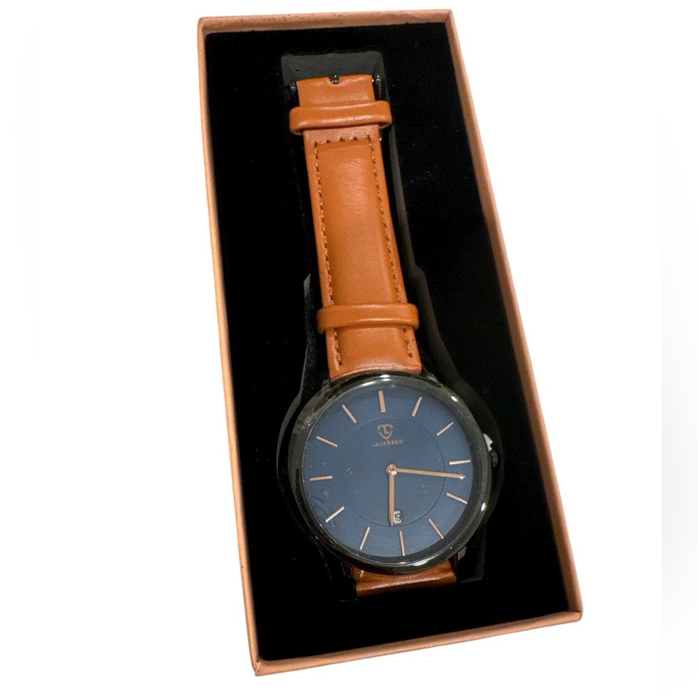 Lavaredo Blue Dial Watch with Tan Strap Brand New